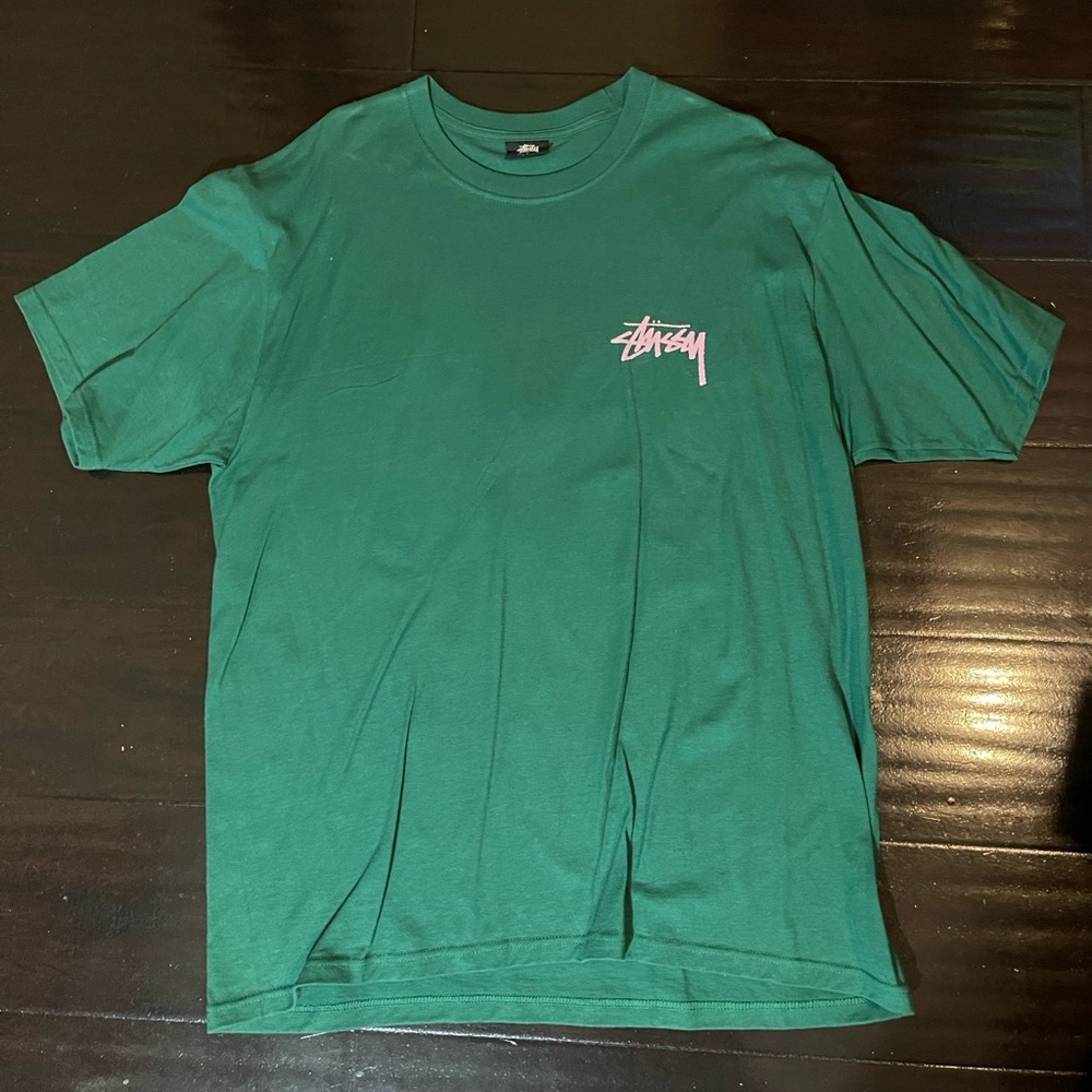 Stussy Green Short Sleeve Tee with Graphic